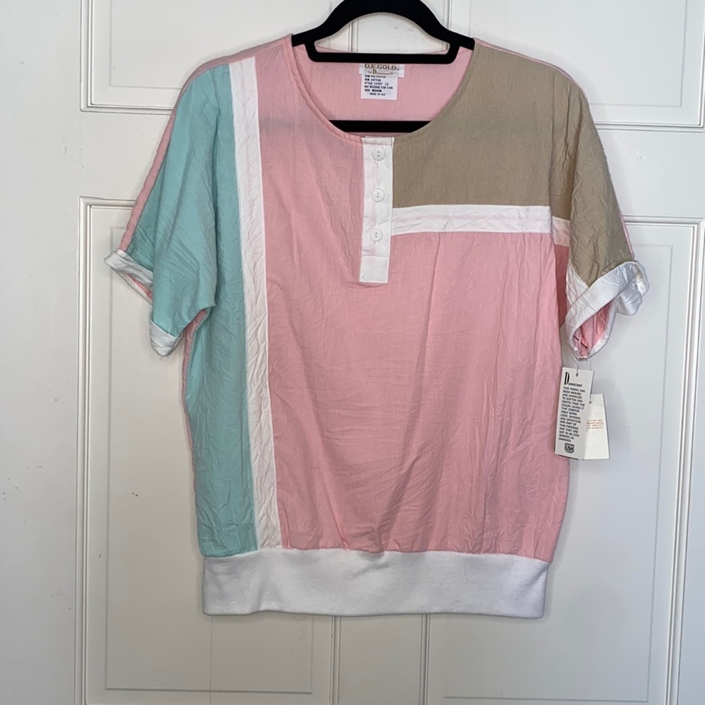 Vintage DK Gold Color Block Top